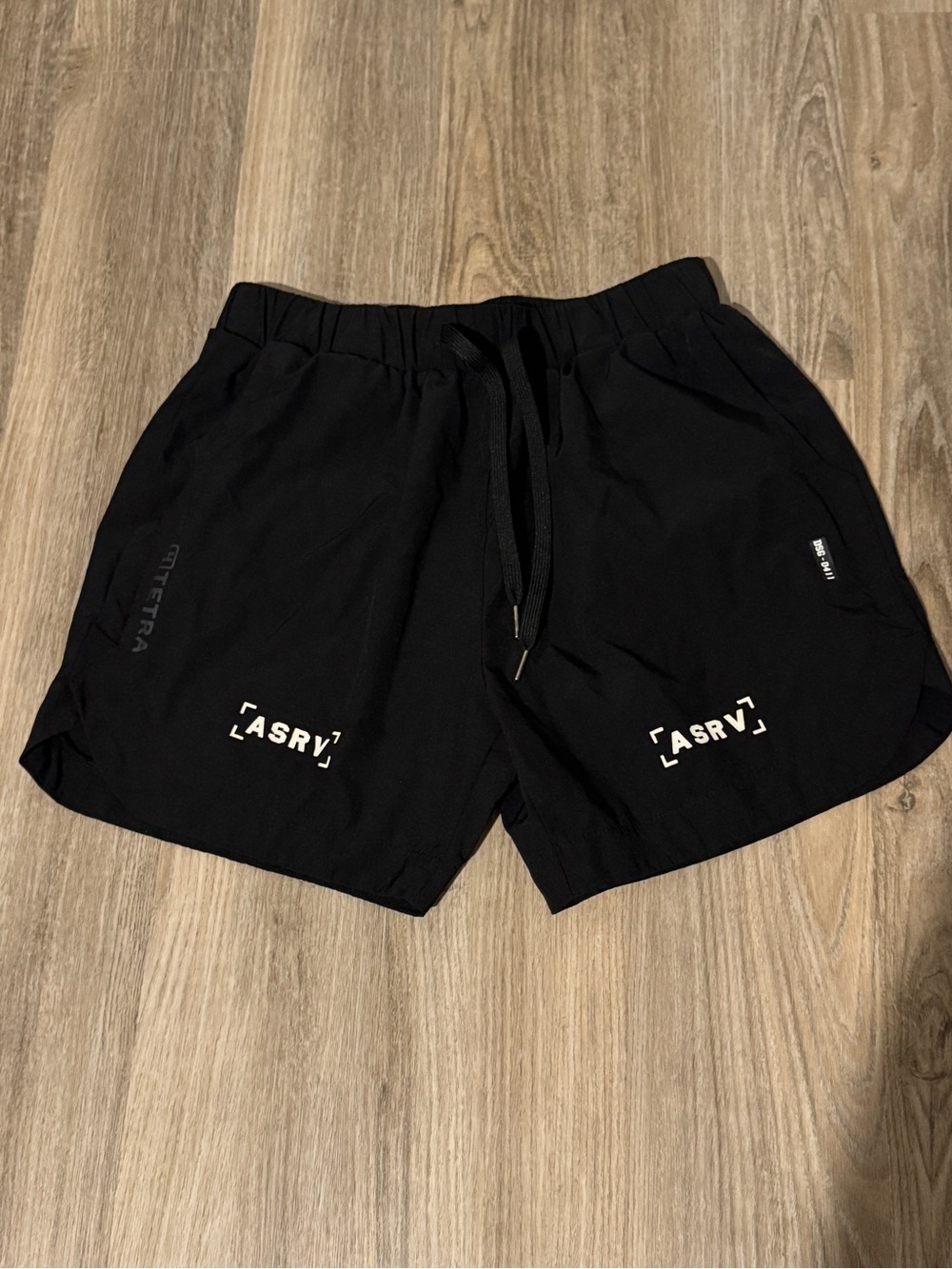 ASRV Black Athletic Training Shorts with Logo